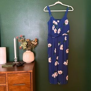 Blue & Floral Silky Jumpsuit